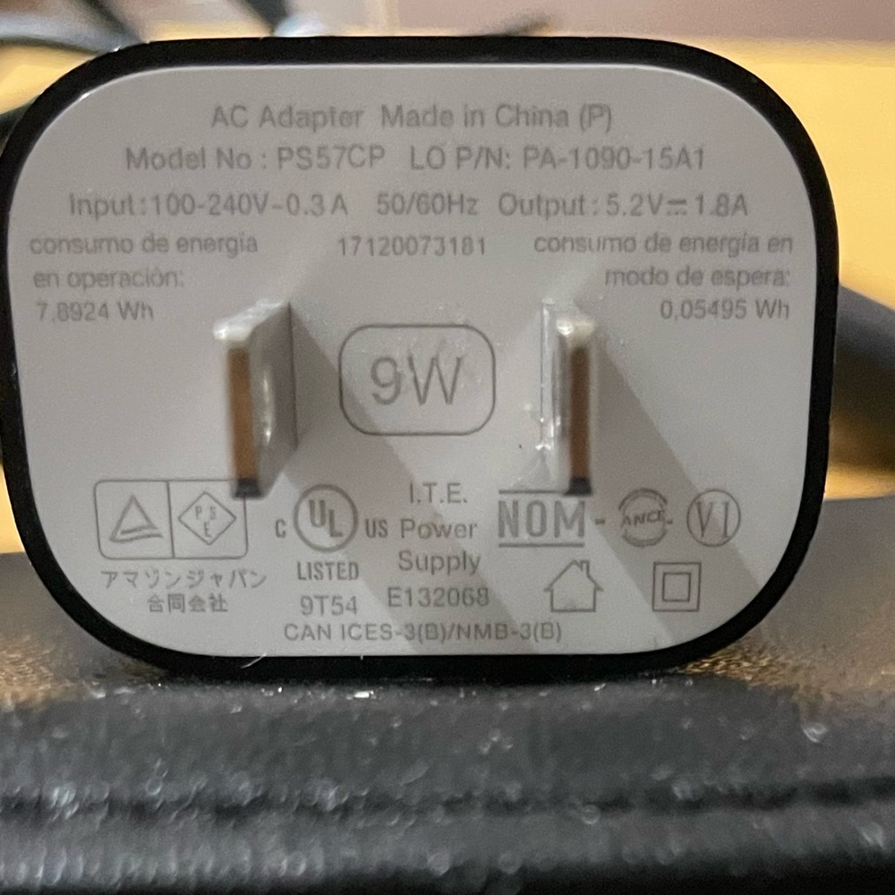 5V 1.8A 9W USB  Charger Power Adapter & 3ft Cable